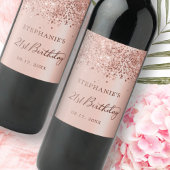 Chique Roos Gouden Folie Glitter 21e Verjaardag Mo Wijn Etiket