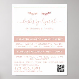 Chique Roos Gouden Folie Wimpers Beauty Make-up Ar Poster