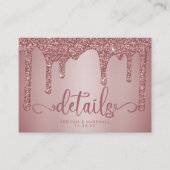 Chique Roos Gouden Glitter Bruiloft Details Informatiekaartje (Voorkant)