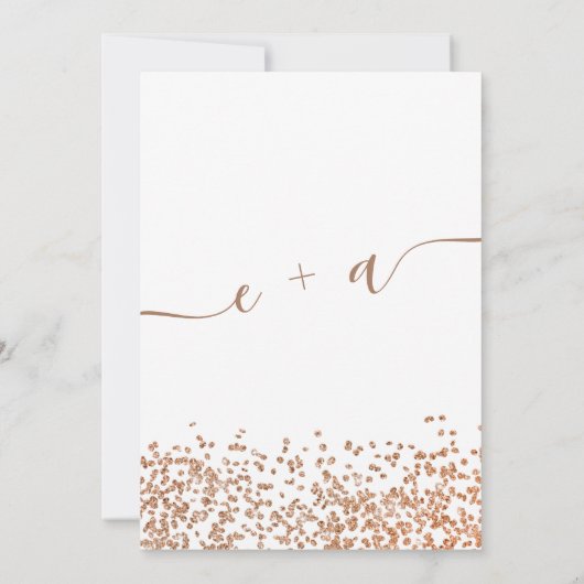 Chique roos gouden glitter confetti witte bruiloft kaart (Achterkant)