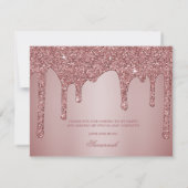 Chique Roos Gouden Glitter Drips Dank u Bedankkaart (Achterkant)