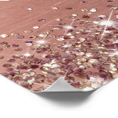 Chique Roos Gouden Glitter Folie 65e Verjaardag We Poster (Hoek)