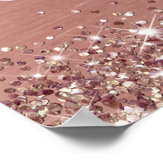 Chique Roos Gouden Glitter Folie 65e Verjaardag We Poster (Hoek)