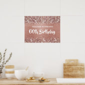 Chique Roos Gouden Glitter Folie 65e Verjaardag We Poster (Keuken)