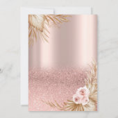 Chique Roos Gouden Glitter Pampas Rozen 50e Verjaa Kaart (Achterkant)