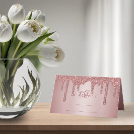 Chique Roos Gouden Glitter Trouwtafel Plaatskaartje