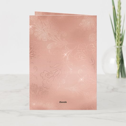 Chique Roos gouden kant bruiloft dank u Kaart (Achterkant)