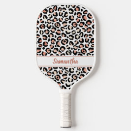 Chique Roos gouden luipaard gepersonaliseerd Pickleball Paddle