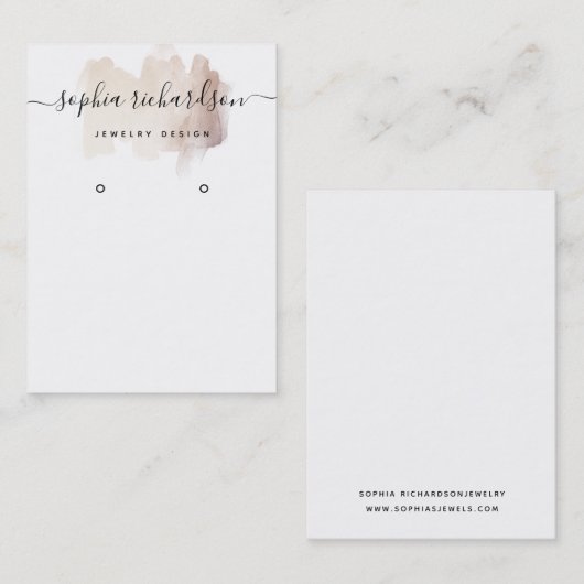 Chique Roos gouden penseelstreek | Oorbel Display  Visitekaartje (Voorkant / Achterkant)