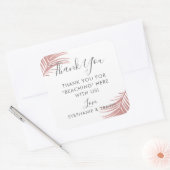 Chique Roos gouden roze palmbladeren dank je wel Vierkante Sticker (Envelop)