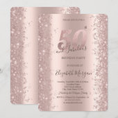 Chique Roos Gouden Sparkle Diamonds 50e Verjaardag Kaart (Voorkant / Achterkant)