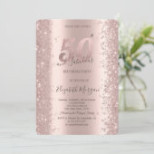 Chique Roos Gouden Sparkle Diamonds 50e Verjaardag Kaart (Staand voorkant)