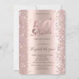 Chique Roos Gouden Sparkle Diamonds 50e Verjaardag Kaart