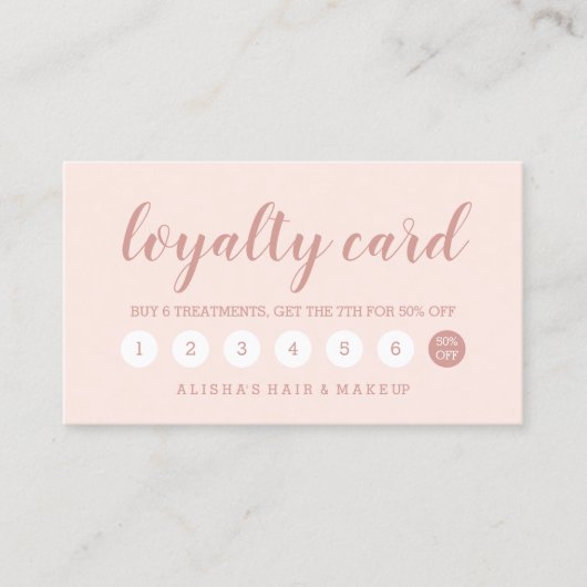 Chique roos gouden typografie blush roze loyalitei klantenkaartje (Voorkant)