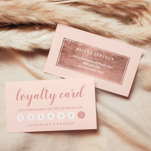 Chique roos gouden typografie blush roze loyalitei klantenkaartje
