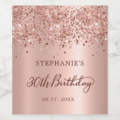 Chique Roos Goudfolie Glitter 30e Verjaardag Monog Wijn Etiket (Enkel label)