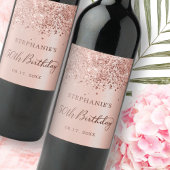 Chique Roos Goudfolie Glitter 50e Verjaardag Monog Wijn Etiket