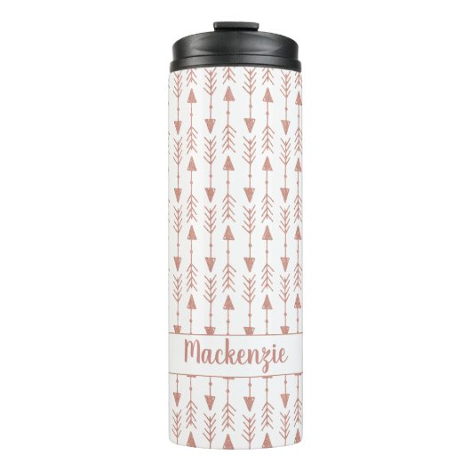 Chique Roos goudfolie Tribal Arrows | Jouw namen t Thermosbeker (Voorkant)
