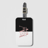 Chique Rose Goud Gesplitste Aangepaste Monogram W Bagagelabel (Voorkant (verticaal))