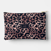 Chique Rose Goud Zwarte Luipaardprint Monogram Etui (Achterkant)