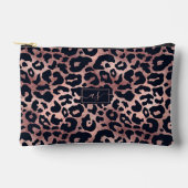 Chique Rose Goud Zwarte Luipaardprint Monogram Etui (Voorkant)