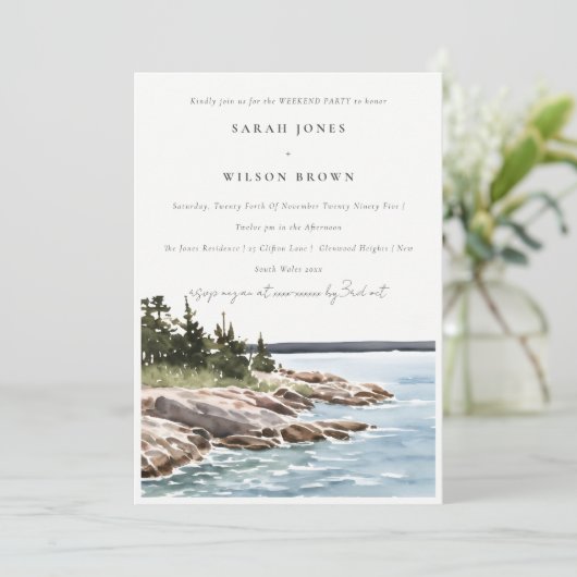 Chique Rotsachtig Dennenberg Zeelandschap Weekend  Kaart (Staand voorkant)