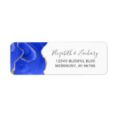 Chique Royal Blauw Goud Bruiloft Retouradres Etiket (Voorkant)