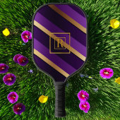 Chique Royal Paarse en gouden monogram Pickleball Paddle