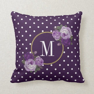 Chique Royal Paarse  Stippen Monogram Kussen
