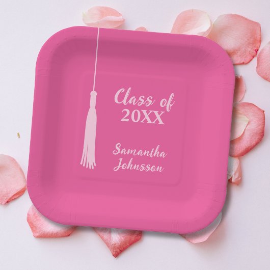 Chique roze 2024 Tassel gepersonaliseerd Afstudere Papieren Bordje