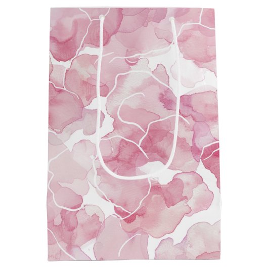 Chique Roze Abstracte Bruidsborrel Medium Cadeauzakje (Achterkant)