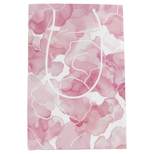 Chique Roze Abstracte Bruiloft Feest Medium Cadeauzakje (Voorkant)