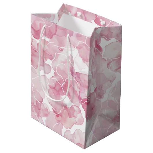 Chique Roze Abstracte Bruiloft Feest Medium Cadeauzakje (Achterkant Gekanteld)