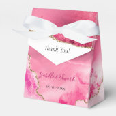 Chique roze agaat steen gouden glitter bruiloft bedankdoosjes (Voorkant Zijde)