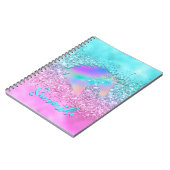 Chique Roze Aqua Eenhoorn Glitter glam monogram Notitieboek (Linkerzijde)