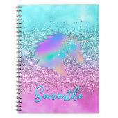 Chique Roze Aqua Eenhoorn Glitter glam monogram Notitieboek (Voorkant)