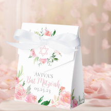 Chique Roze Aquarel Bloem Bat Mitzvah Feest