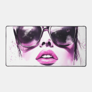 Chique Roze Aquarel Mode Vrouw Zonnebril Bureaumat