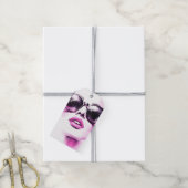 Chique Roze Aquarel Mode Vrouw Zonnebril Cadeaulabel (Met Touw)