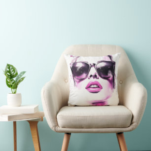Chique Roze Aquarel Mode Zonnebril voor Vrouwen Kussen