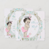 Chique Roze Baby Shower Kaart (Voorkant / Achterkant)