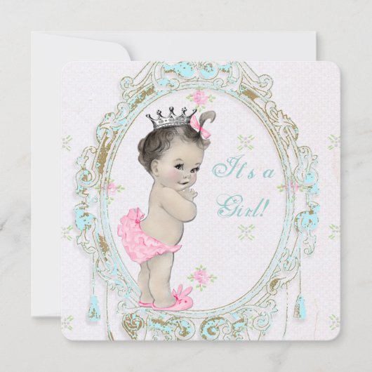 Chique Roze Baby Shower Kaart (Voorkant)