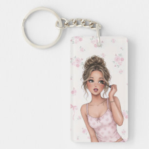 Chique Roze Ballet Meisjesachtige Muur Kunst Set P Sleutelhanger