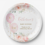 Chique roze ballonnen bloementweeling Baby shower Papieren Bordje (Voorkant)