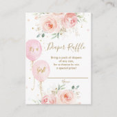 Chique roze ballonnen Blush Bloemen Luier Raffle Informatiekaartje (Voorkant)