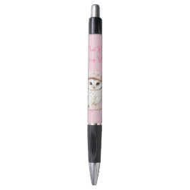 Chique Roze Baret Bruine Witte Uil Tot Geringe Zie Pen