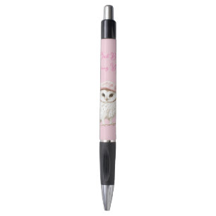 Chique Roze Baret Bruine Witte Uil Tot Geringe Zie Pen