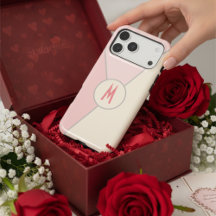 Chique Roze & Beige Pastel Kleurblok Monogram Init