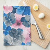 Chique roze blauwe bloemige bruids-shower theedoek (Quarter Fold)
