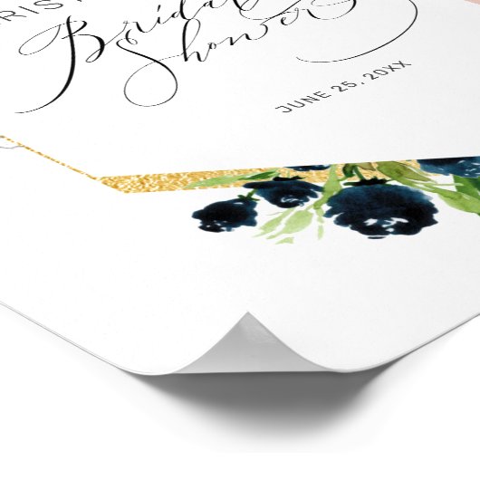 Chique Roze Blauwe Roos Bloemrijke Bruiloftswelkom Poster (Hoek)